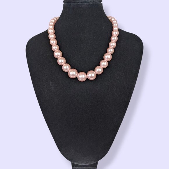 Pink Breast Cancer Awareness Faux Pearl Necklace - Picture 3 of 4